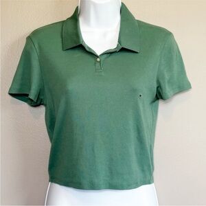 American Eagle Outfitters Short Sleeve Polo Top Green NWT Medium